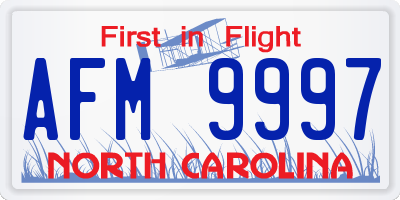 NC license plate AFM9997