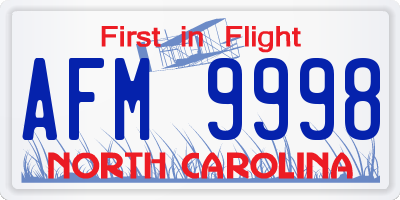 NC license plate AFM9998
