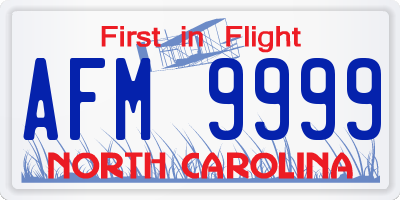 NC license plate AFM9999