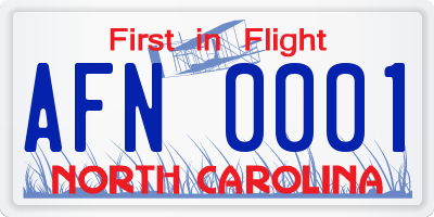 NC license plate AFN0001