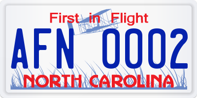 NC license plate AFN0002