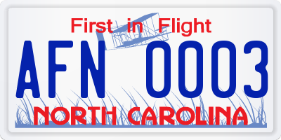 NC license plate AFN0003