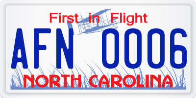 NC license plate AFN0006
