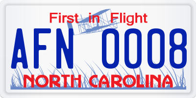 NC license plate AFN0008