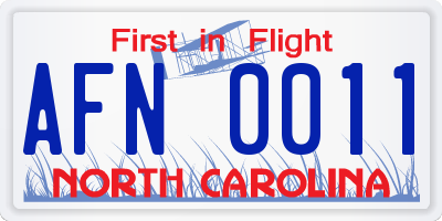 NC license plate AFN0011