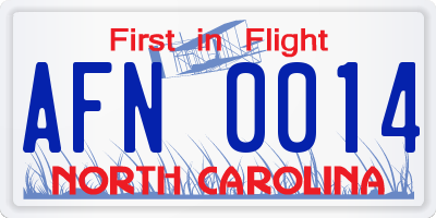 NC license plate AFN0014