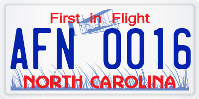 NC license plate AFN0016