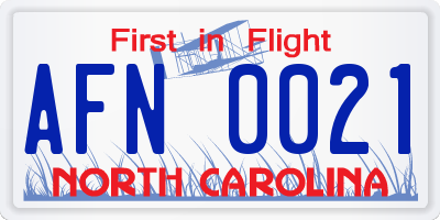 NC license plate AFN0021