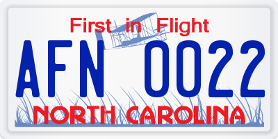 NC license plate AFN0022