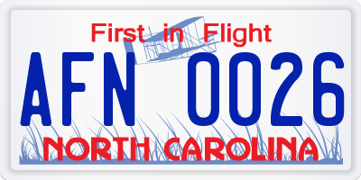NC license plate AFN0026