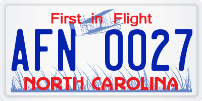 NC license plate AFN0027