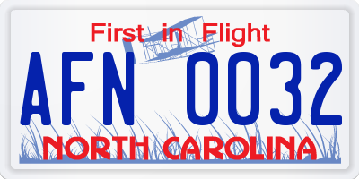 NC license plate AFN0032