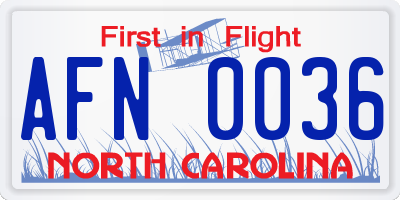 NC license plate AFN0036