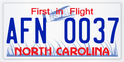 NC license plate AFN0037