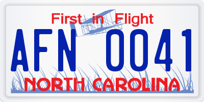 NC license plate AFN0041