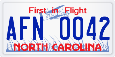 NC license plate AFN0042
