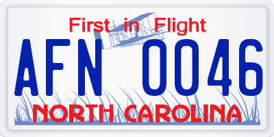NC license plate AFN0046
