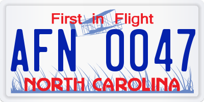 NC license plate AFN0047