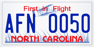 NC license plate AFN0050