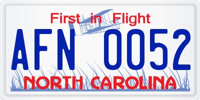 NC license plate AFN0052