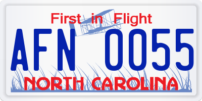 NC license plate AFN0055