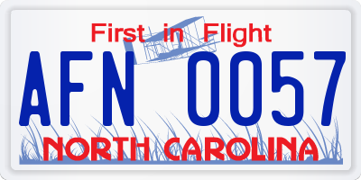 NC license plate AFN0057