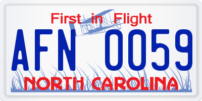 NC license plate AFN0059