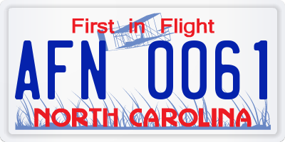 NC license plate AFN0061