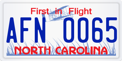 NC license plate AFN0065