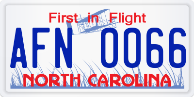 NC license plate AFN0066
