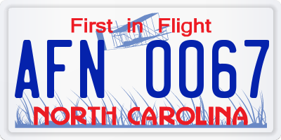 NC license plate AFN0067
