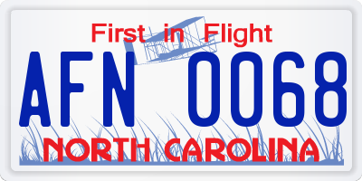 NC license plate AFN0068