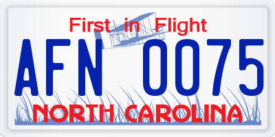 NC license plate AFN0075