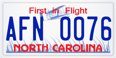 NC license plate AFN0076