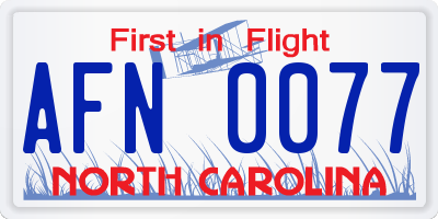 NC license plate AFN0077