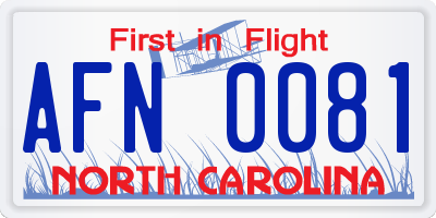 NC license plate AFN0081