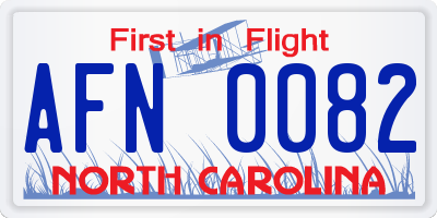 NC license plate AFN0082