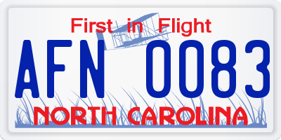 NC license plate AFN0083