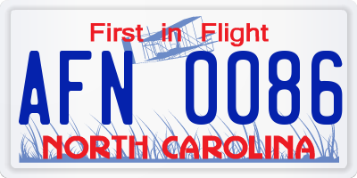 NC license plate AFN0086