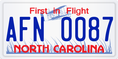 NC license plate AFN0087