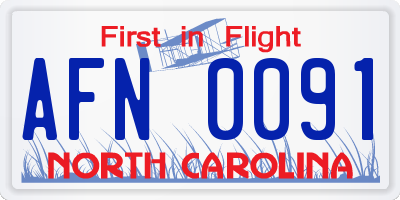 NC license plate AFN0091