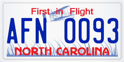 NC license plate AFN0093