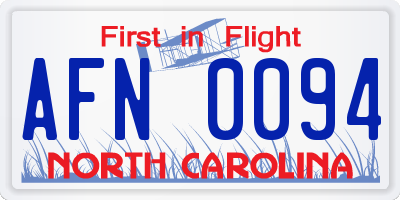 NC license plate AFN0094