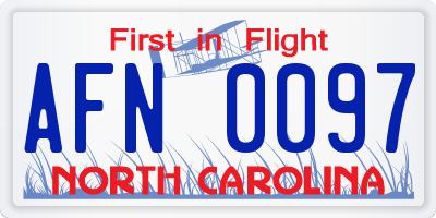 NC license plate AFN0097
