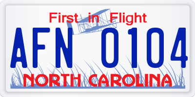 NC license plate AFN0104