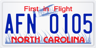 NC license plate AFN0105