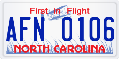 NC license plate AFN0106