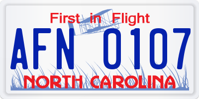 NC license plate AFN0107