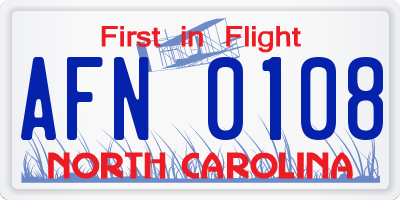 NC license plate AFN0108