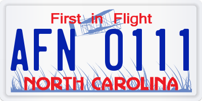 NC license plate AFN0111